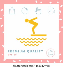 Swimmer on a springboard, Jumping into the water - icon