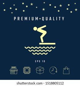 Swimmer on a springboard, Jumping into the water - icon