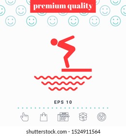 Swimmer on a springboard, Jumping into the water - icon