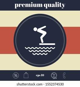 Swimmer on a springboard, Jumping into the water - icon