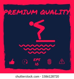 Swimmer on a springboard, Jumping into the water - icon