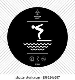 Swimmer on a springboard, Jumping into the water - icon