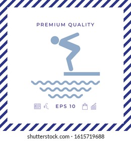 Swimmer on a springboard, Jumping into the water - icon