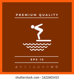 Swimmer on a springboard, Jumping into the water - icon