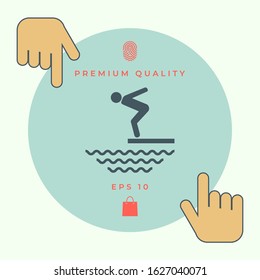 Swimmer on a springboard, Jumping into the water - icon