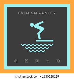 Swimmer on a springboard, Jumping into the water - icon