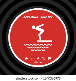Swimmer on a springboard, Jumping into the water - icon