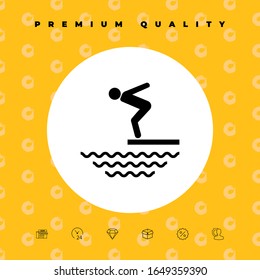 Swimmer on a springboard, Jumping into the water - icon