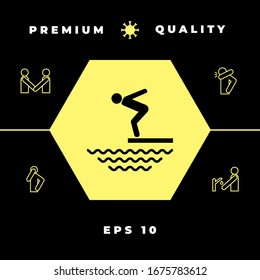Swimmer on a springboard, Jumping into the water - icon