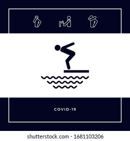 Swimmer on a springboard, Jumping into the water - icon