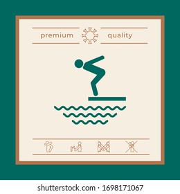 Swimmer on a springboard, Jumping into the water - icon