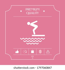 Swimmer on a springboard, Jumping into the water - icon