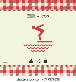 Swimmer on a springboard, Jumping into the water - icon