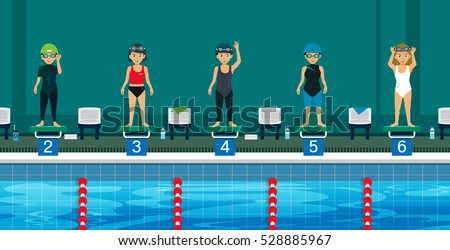 Swimmer on the starting line sporting swim.