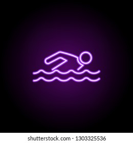 swimmer outline icon. Elements of Sport in neon style icons. Simple icon for websites, web design, mobile app, info graphics