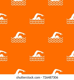 Swimmer pattern repeat seamless in orange color for any design. Vector geometric illustration