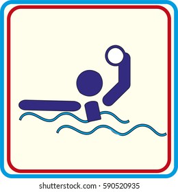 Swimmer playing water polo . Vector icons