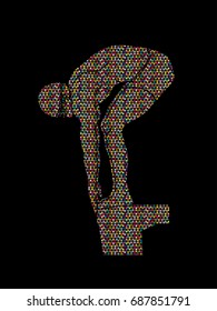 Swimmer prepare to jumping designed using mosaic pattern graphic vector