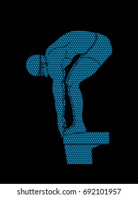 Swimmer prepare to jumping designed using geometric pattern graphic vector