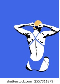 Swimmer preparing to swim in the pool. Vector illustration. Suitable for a postcard or a poster.