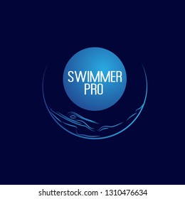 logotipo de swimmer pro, signo o icono de la empresa u organización profesional de los nadadores