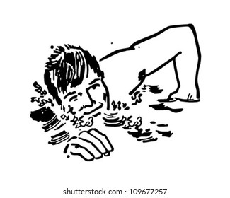 Swimmer - Retro Clipart Illustration