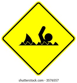 swimmer and shark sign