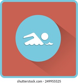 Swimmer sign. Flat Vector Icon