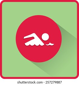Señal de nadador. Icono de vector plano