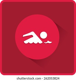 Señal de nadador. Icono de vector plano