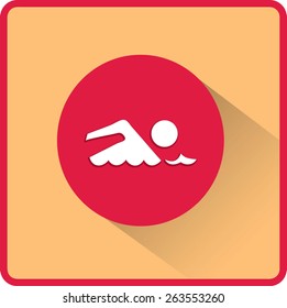 Swimmer sign. Flat Vector Icon