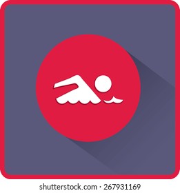 Swimmer sign. Flat Vector Icon