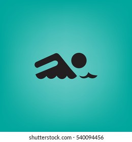 Swimmer sign. Flat Vector Icon