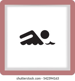 Swimmer sign. Flat Vector Icon