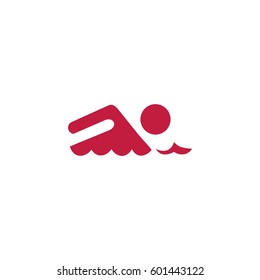 Swimmer sign. Flat Vector Icon