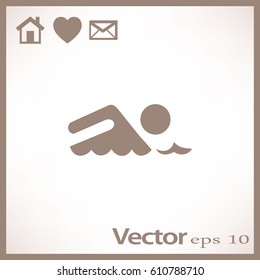 Señal de nadador. Icono de vector plano