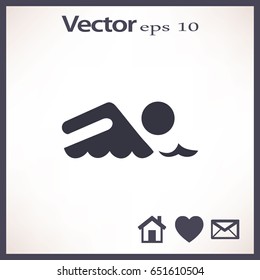 Señal de nadador. Icono de vector plano