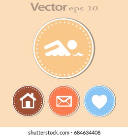 Señal de nadador. Icono de vector plano