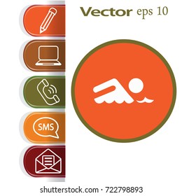 Swimmer sign. Flat Vector Icon