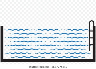 Swimmer sign icons set. Swimming on water with waves symbol collection. Swimming icon line and flat style - stock vector on Transparent Background. EPS 10.