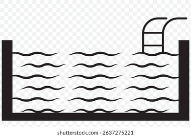 Swimmer sign icons set. Swimming on water with waves symbol collection. Swimming icon line and flat style - stock vector on Transparent Background. EPS 10.