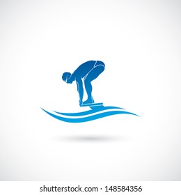 Swimmer sign - vector illustration