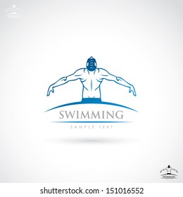 Swimmer sign - vector illustration