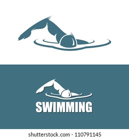 Swimmer sign - vector label