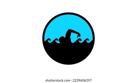 Silueta de nadador, vector de alta calidad