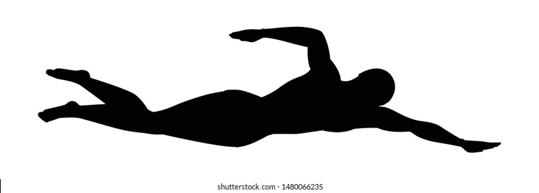 Swimmer silhouette vector, Sport people concept.