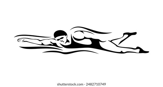 swimmer silhouette. water sport vector illustration. professional man athlete.