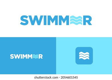 Swimmer Swim Wave Water Abstract Branding Logo Concept Design
