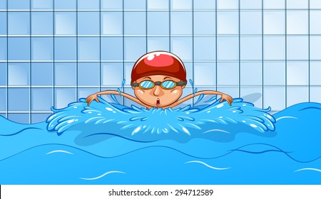 Swimmer swimming in the swimming pool