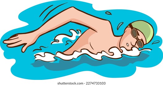 Swimmer swimming in pool cartoon vector